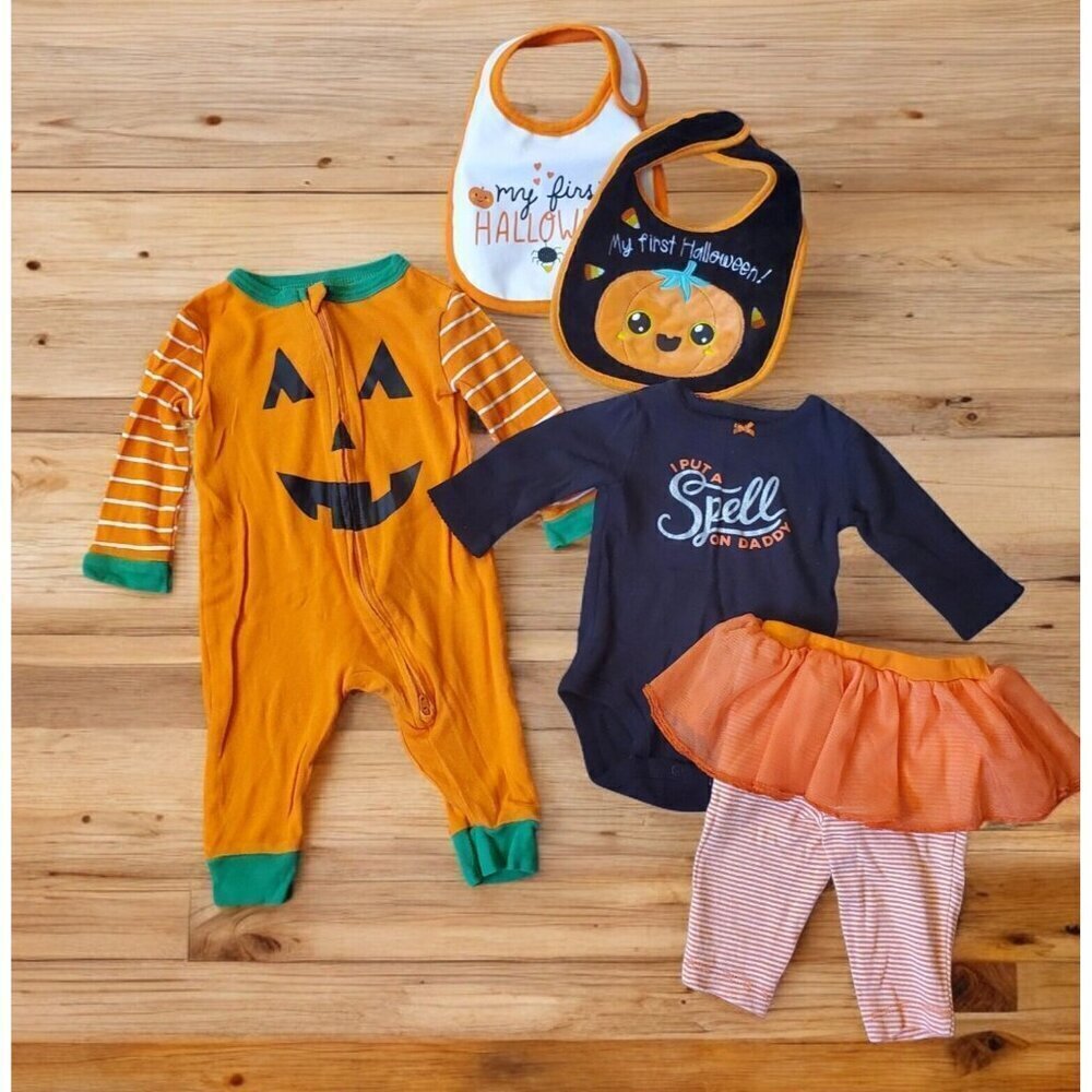 Baby Girl 3 Month Halloween-themed Outfits (2) Tutu Bibs My 1st Halloween (2)‎